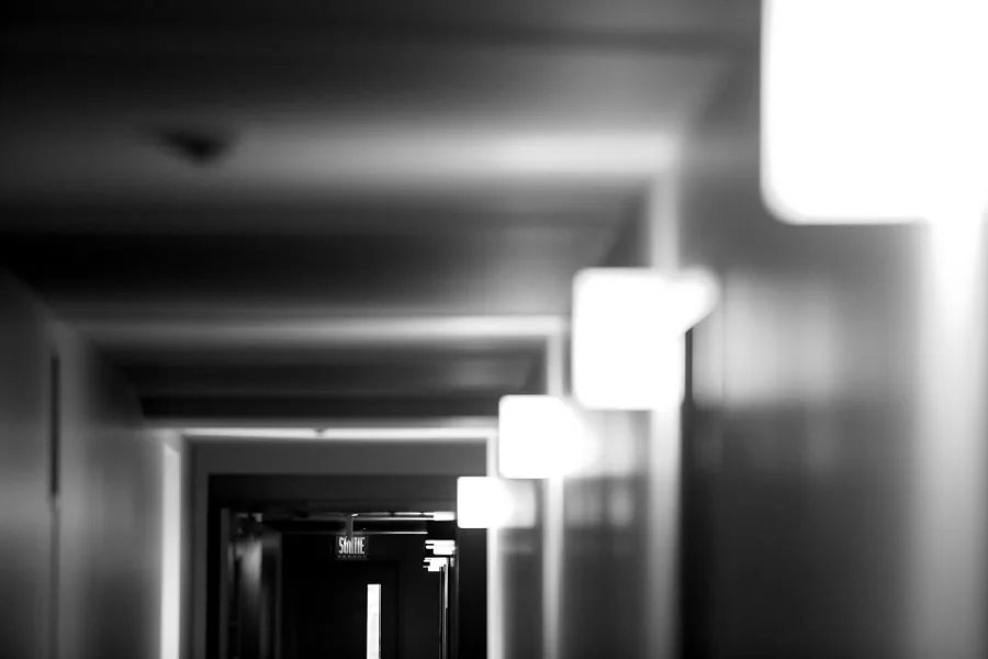 A clean, bright office corridor