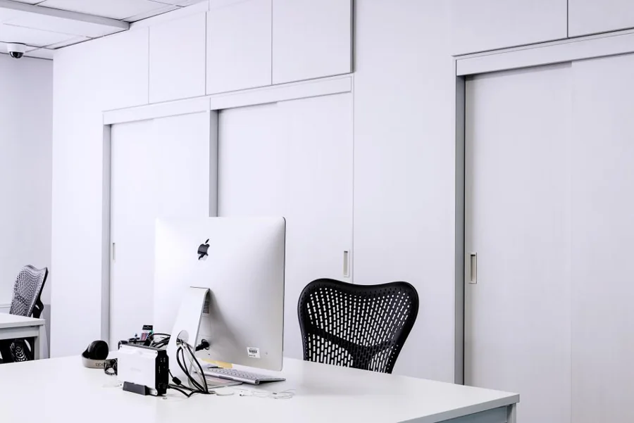 A clean, organised office workspace